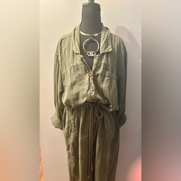 Free People Green Utility Jumpsuit with Relaxed Fit - Picture 6 of 6